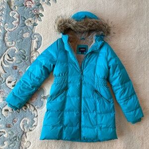 EUC Lands end fleece lined coat kids large/14 Teal